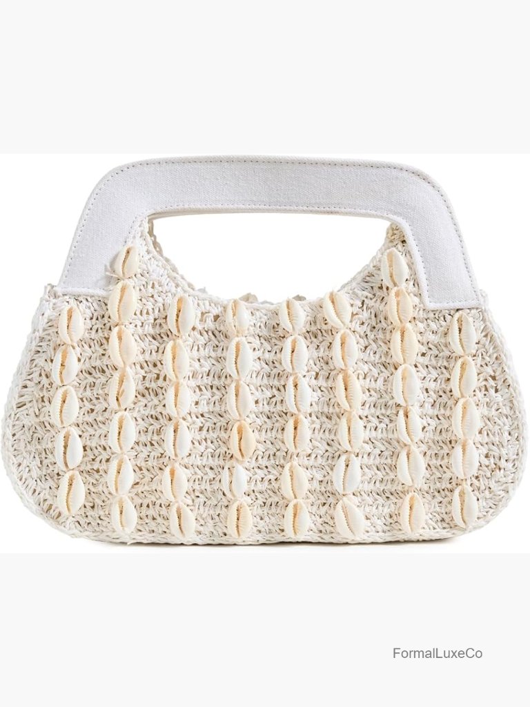 Miley Clutch Bag Magnetic Closure Cowry Shells Cotton-Yarn Body